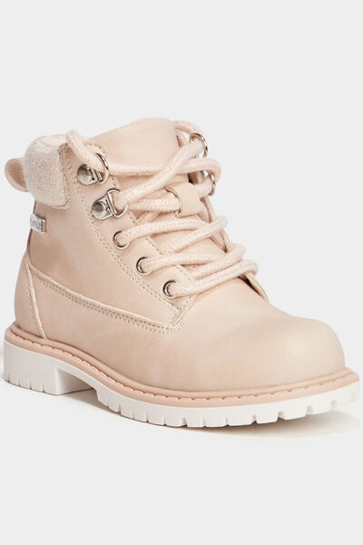 Boots zipp&eacute;es &agrave; lacets Trappeur rose clair fille