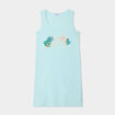 Chemise de nuit sans manches coton bleu turquoise femme