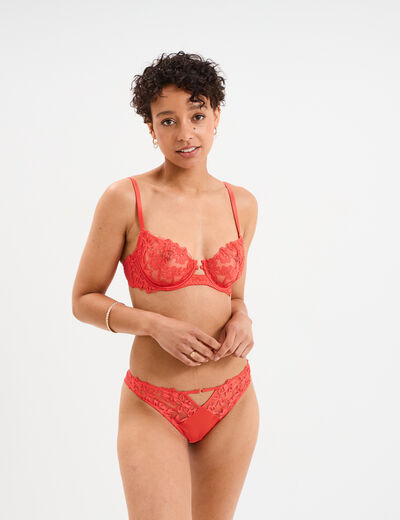 Soutien-gorge emboîtant dentelle rouge femme