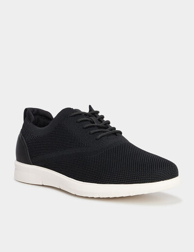 Derbies à lacets effet tricot noir homme