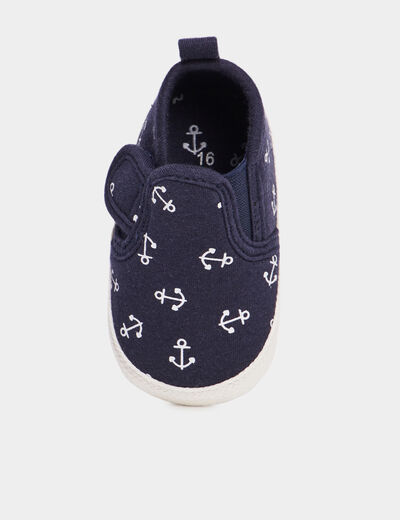 Bottons layette à scratchs bleu marine bébé garçon