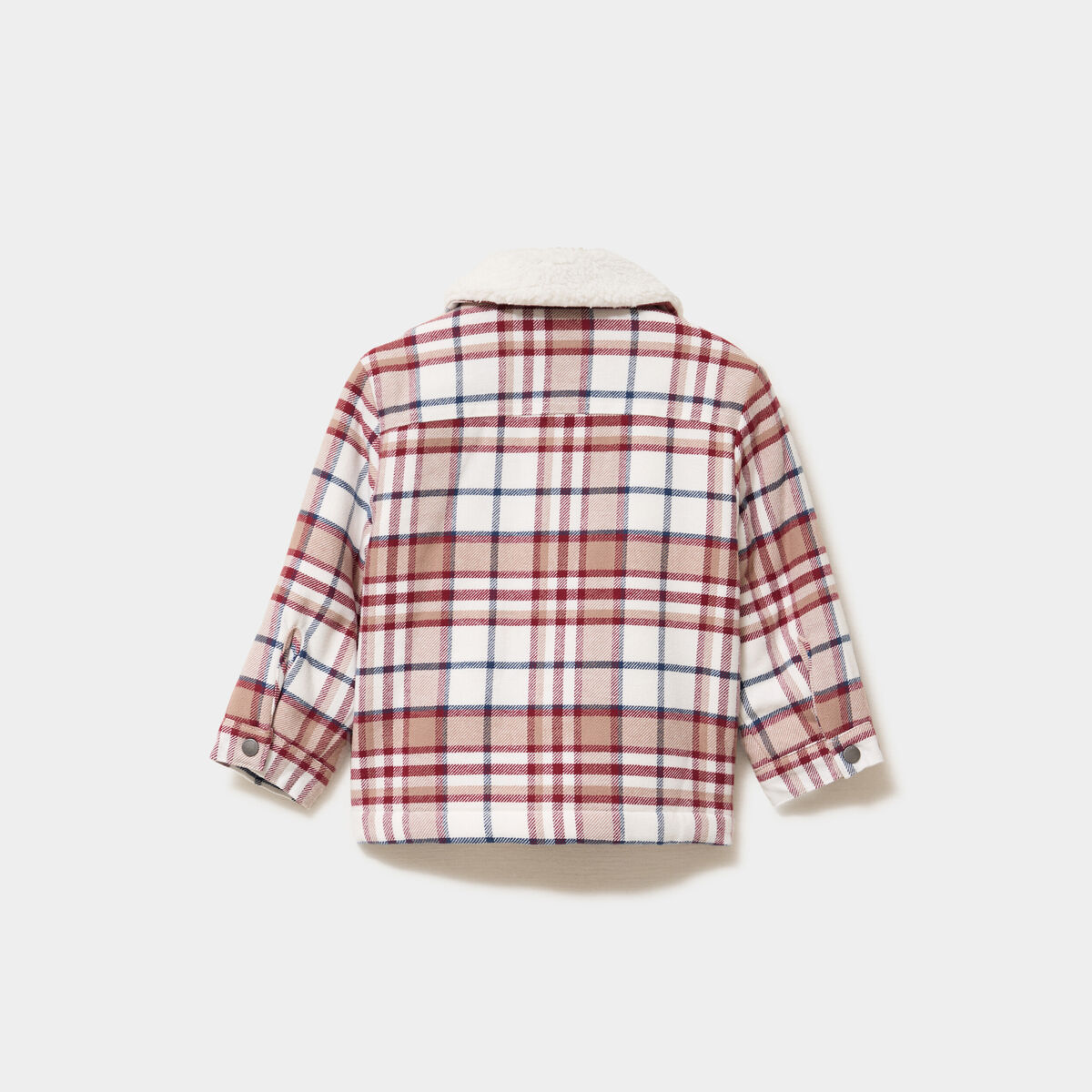Veste doubl&eacute;e boutonn&eacute;e col aviateur taupe b&eacute;b&eacute; gar&ccedil;on