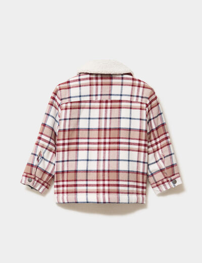 Veste doubl&eacute;e boutonn&eacute;e col aviateur taupe b&eacute;b&eacute; gar&ccedil;on