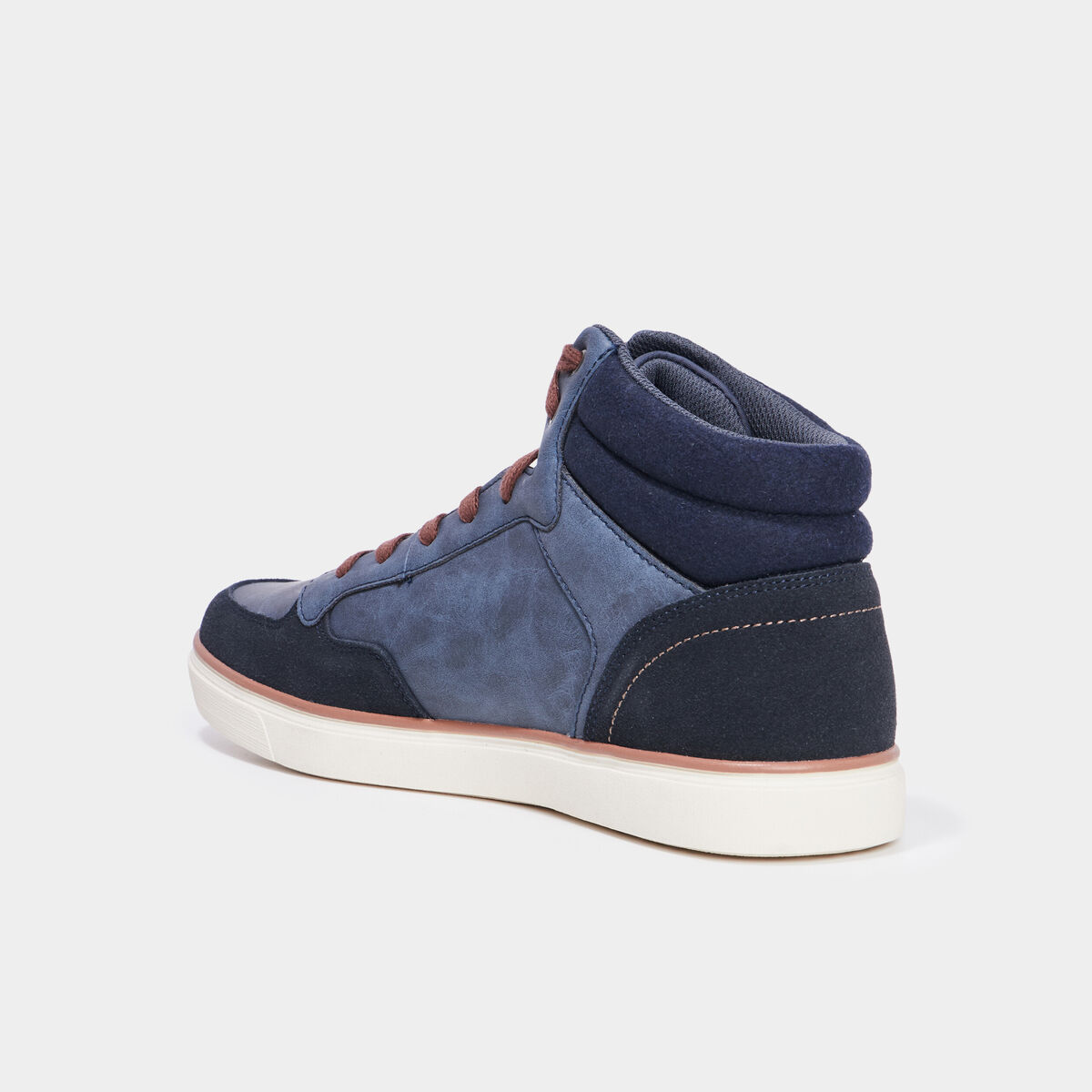 Baskets montantes &agrave; lacets bleu homme