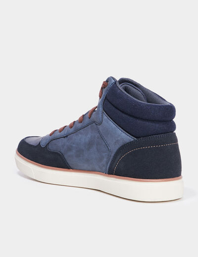 Baskets montantes à lacets bleu homme