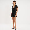 Combishort &agrave; paillettes manches courtes noir femme