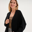 Gilet long ample manches longues noir femme