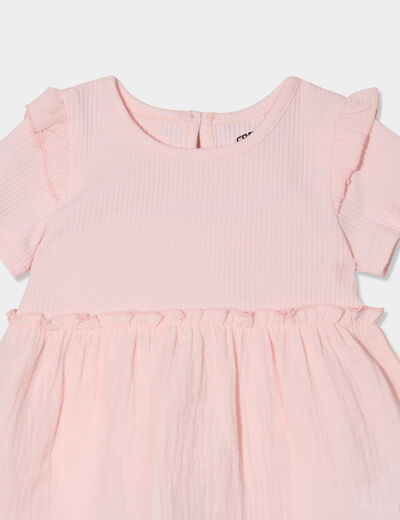 Ensemble tunique et legging coton rose clair bébé fille