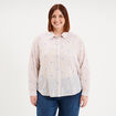 Chemise brod&eacute;e 1 poche manches longues sable femme grande taille