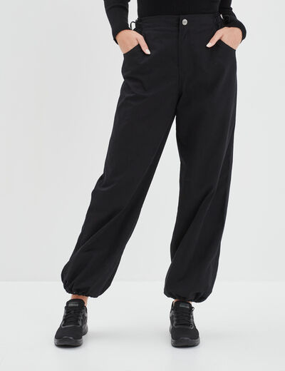 Pantalon loose bas resserré noir femme