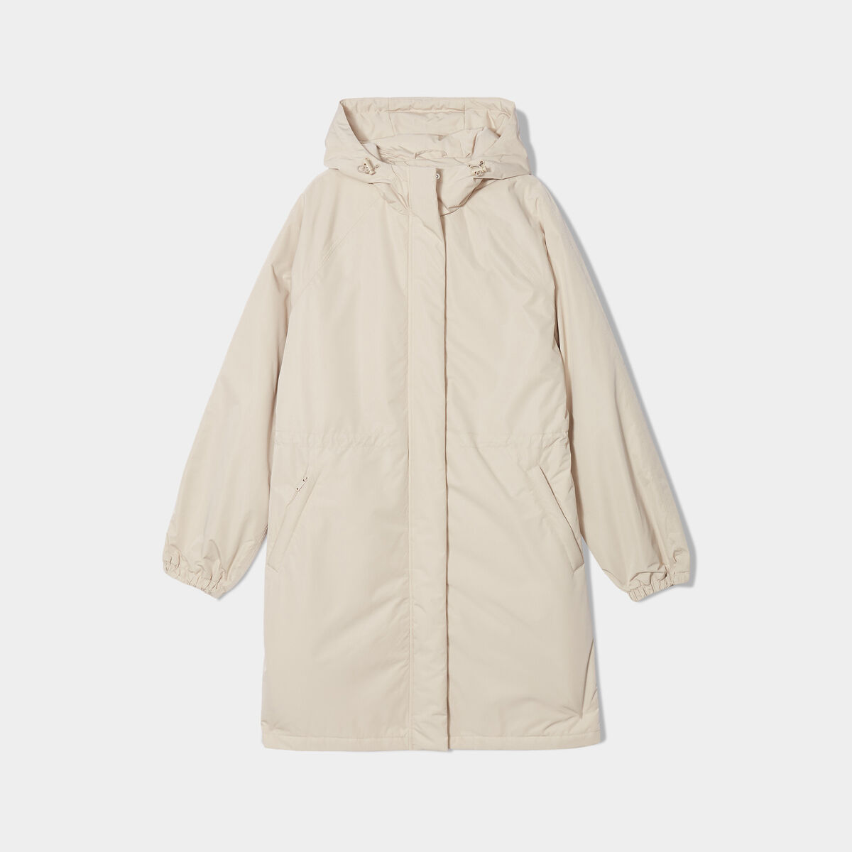 Parka de pluie longue à capuche sable femme