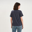 T-shirt col en V manches courtes bleu marine femme