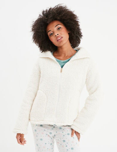 Veste de pyjama fausse fourrure blanc femme