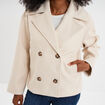 Blouson court boutonné beige femme