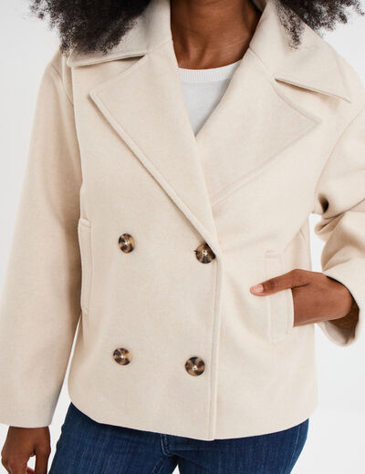 Blouson court boutonné beige femme