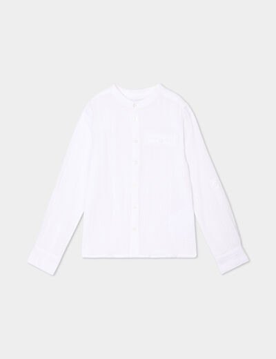 Chemise gaze coton manches retroussables blanc garçon