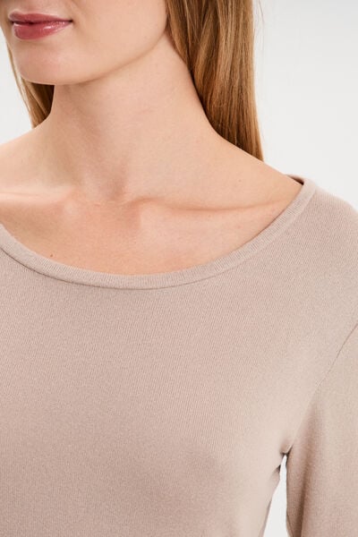 T-shirt thermique manches longues beige femme