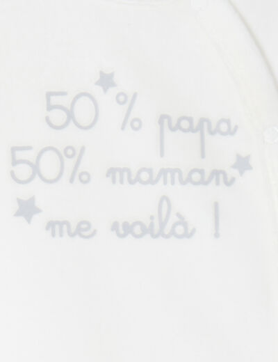 Dors-bien manches longues effet velours blanc bébé garçon