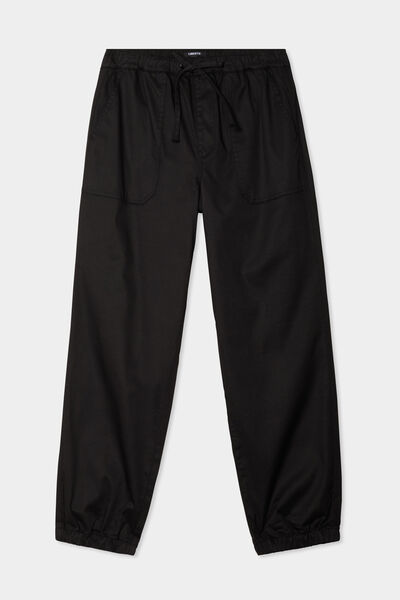 Pantalon droit battle taille &eacute;lastiqu&eacute;e noir femme