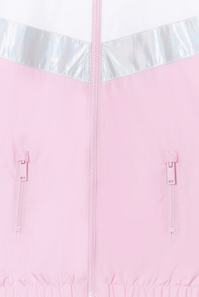 Coupe-vent à capuche zippé rose pastel fille