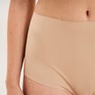 Culotte taille haute microfibre beige femme