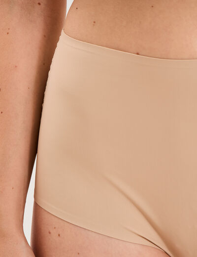 Culotte taille haute microfibre beige femme