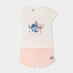 Ensemble t-shirt et short coton Stitch ivoire bébé fille