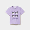 T-shirt coton Hello Kitty Kuromi mauve fille