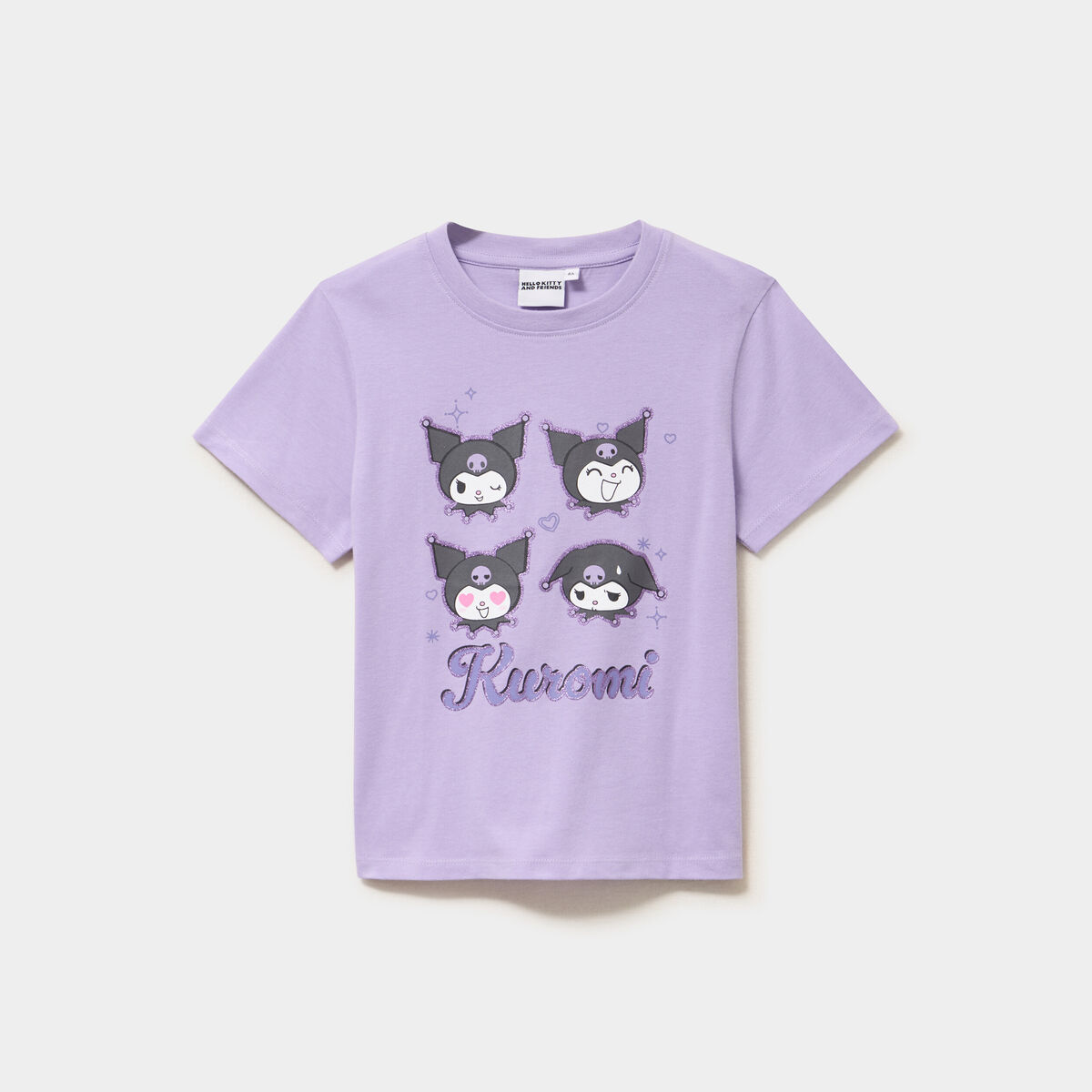 T-shirt coton Hello Kitty Kuromi mauve fille