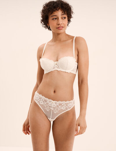 Tanga en dentelle blanc femme