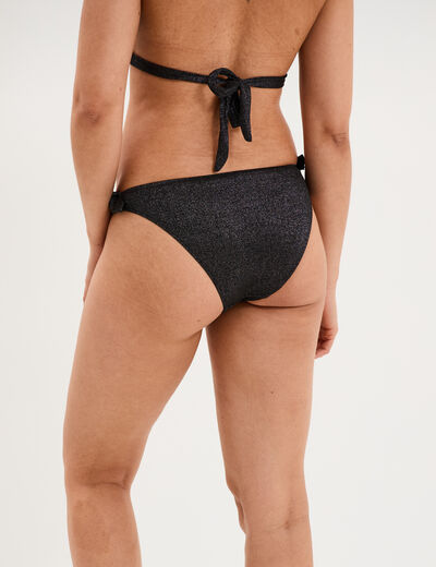 Bas de maillot de bain m&eacute;tallis&eacute; noir femme