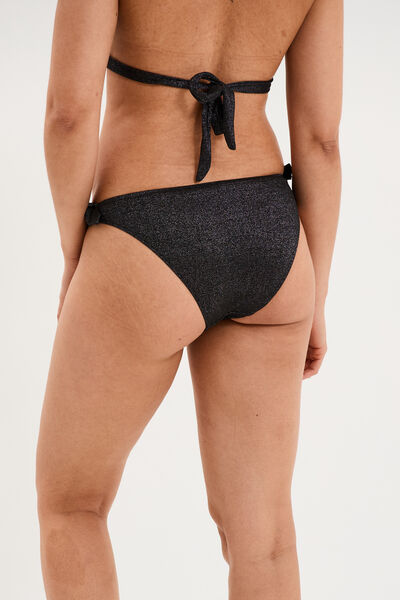 Bas de maillot de bain m&eacute;tallis&eacute; noir femme