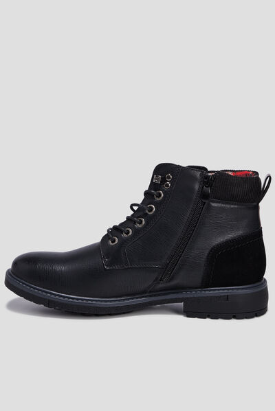 Bottines crantées zippées noir homme