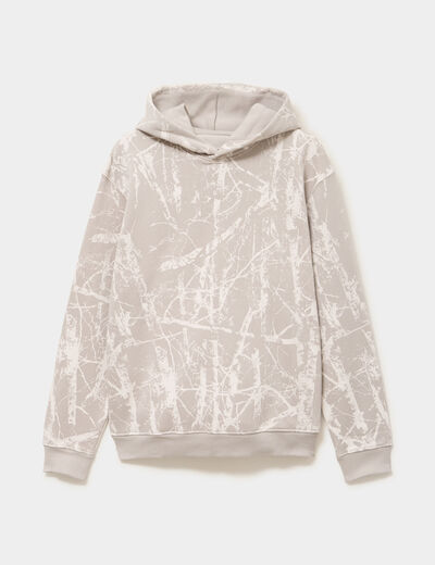 Sweat hoodie &agrave; capuche molleton beige clair homme