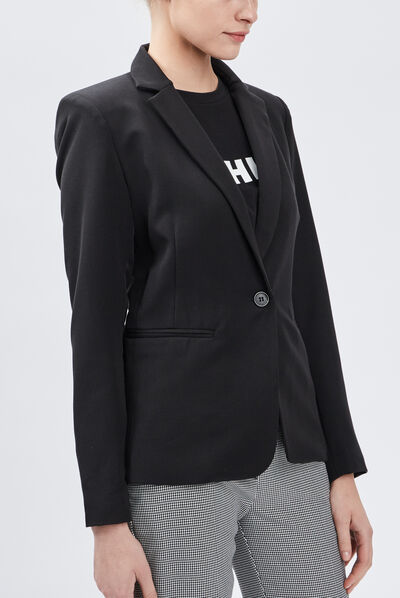 Veste droite boutonnée noir femme