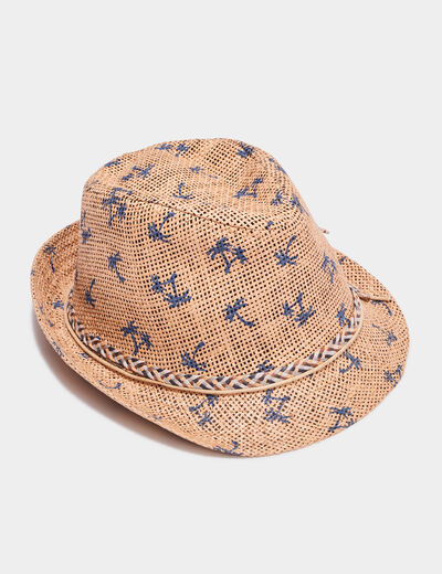 Chapeau palmier tressé marron clair garçon