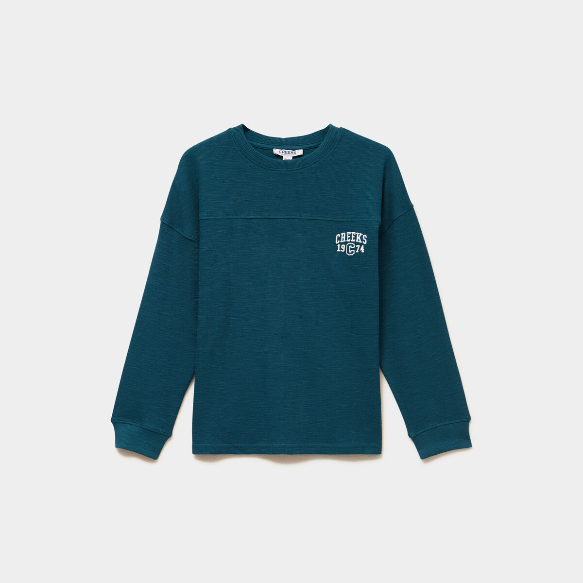 T-shirt manches longues avec logo bleu canard gar&ccedil;on