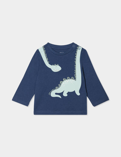 T-shirt épaule boutonnée manches longues bleu marine bébé garçon