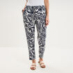 Pantalon cigarette fluide &agrave; ceinture ecru femme