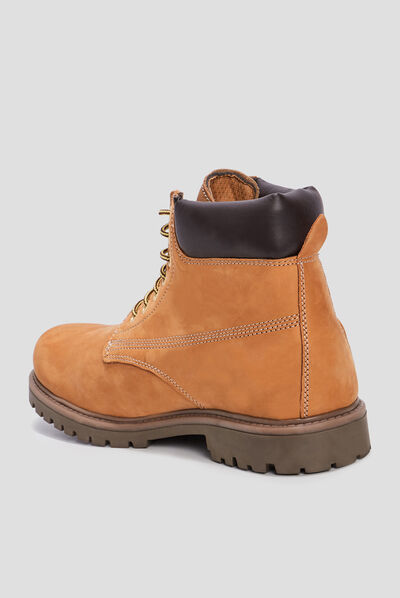 Bottines plates en cuir jaune homme