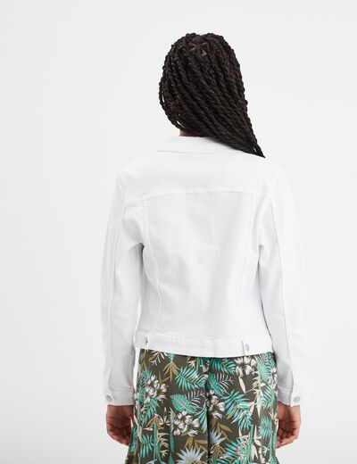 Veste en jean ajustée boutonnée denim blanc femme