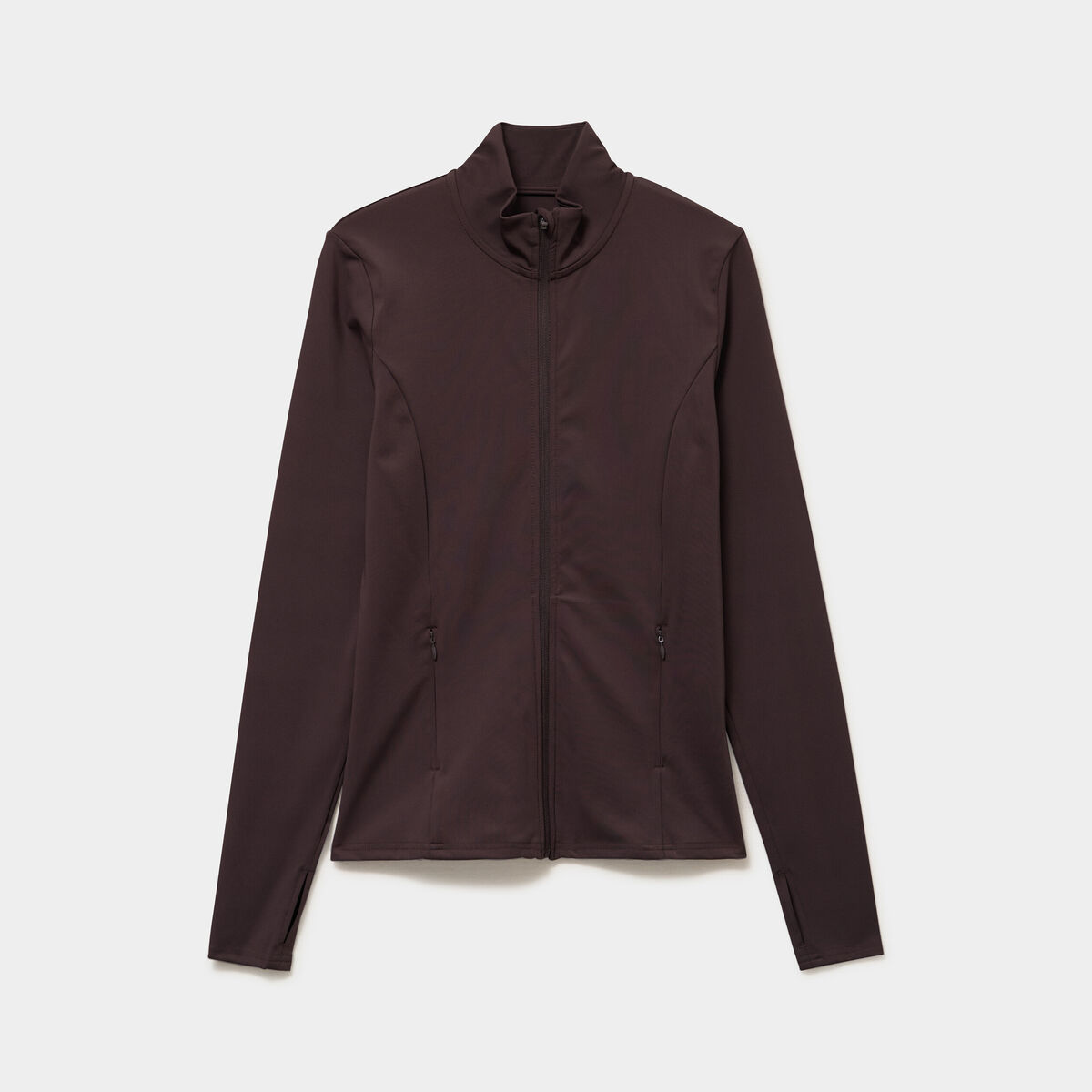 Veste de sport ajust&eacute;e avec fermeture marron fonc&eacute; femme