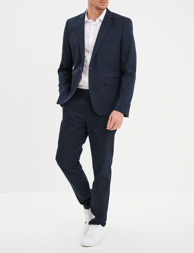 Pantalon de costume droit avec pinces bleu marine homme