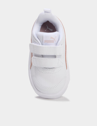 Baskets &agrave; scratchs Puma Courtflex Glitz blanc b&eacute;b&eacute; fille