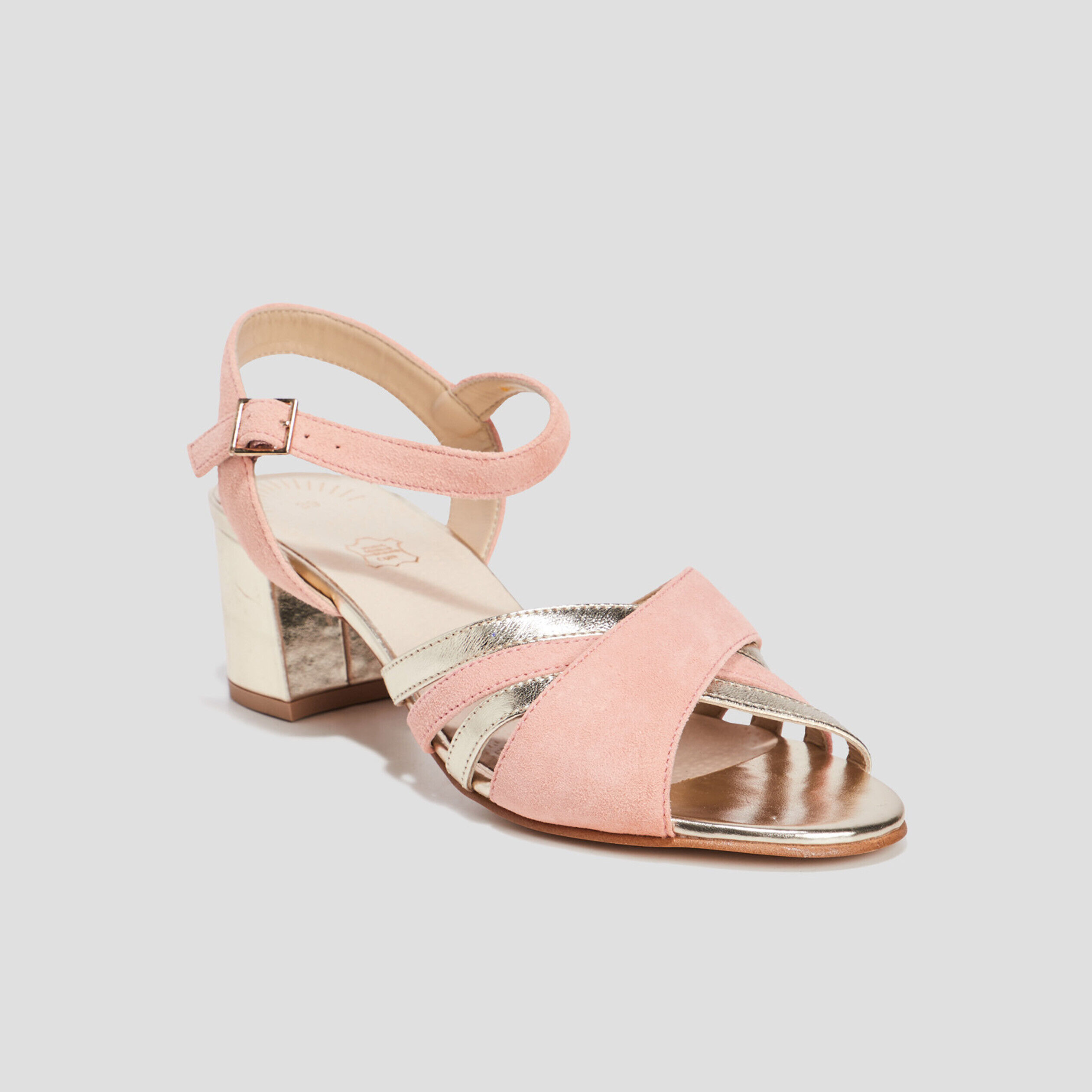 Sandales à talons en cuir rose femme LH