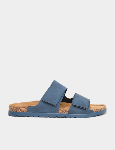 Mules à scratchs bleu marine homme