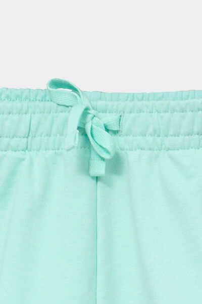 Short molletonn&eacute; taille &eacute;lastiqu&eacute;e vert clair fille