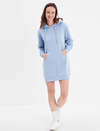 Robe sweat à capuche bleu clair femme