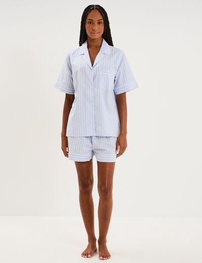 Ensemble pyjama chemise et short ecru femme