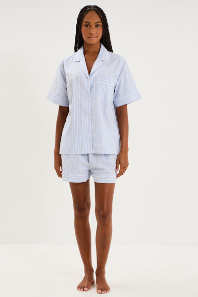 Ensemble pyjama chemise et short ecru femme